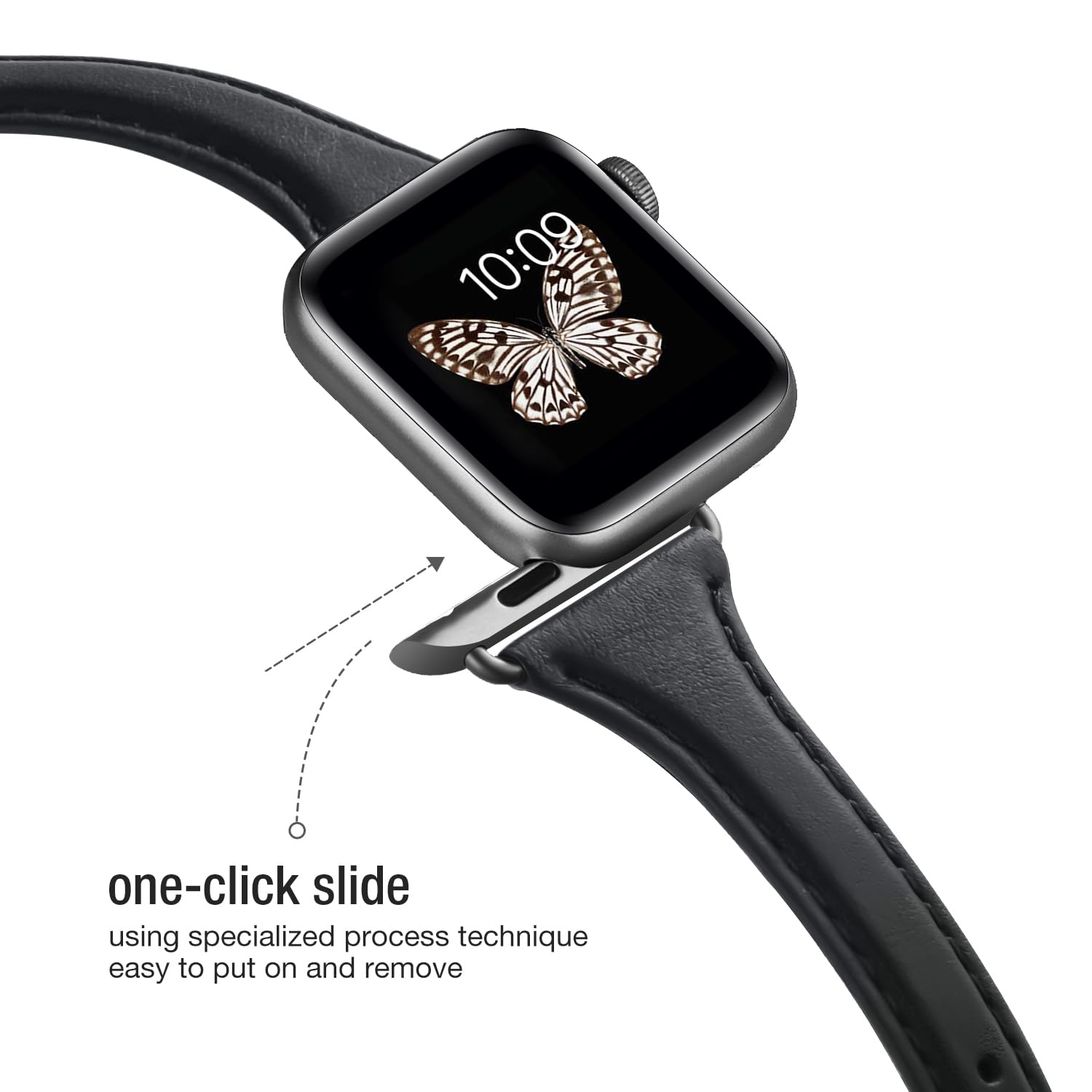 Wfeagl Compatible With Leather Apple Watch Band 41Mm 40Mm 38Mm 42Mm(Series 10) Women, Top Grain Leather Strap Slim & Thin Replac