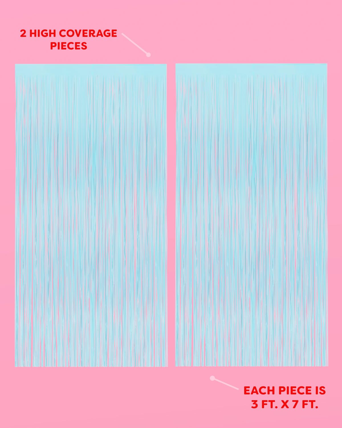 Xo, Fetti Party Decorations Matte Light Blue Fringe Foil Curtain   Set Of 2 | Bachelorette Party Supplies, Cute Birthday Photo B