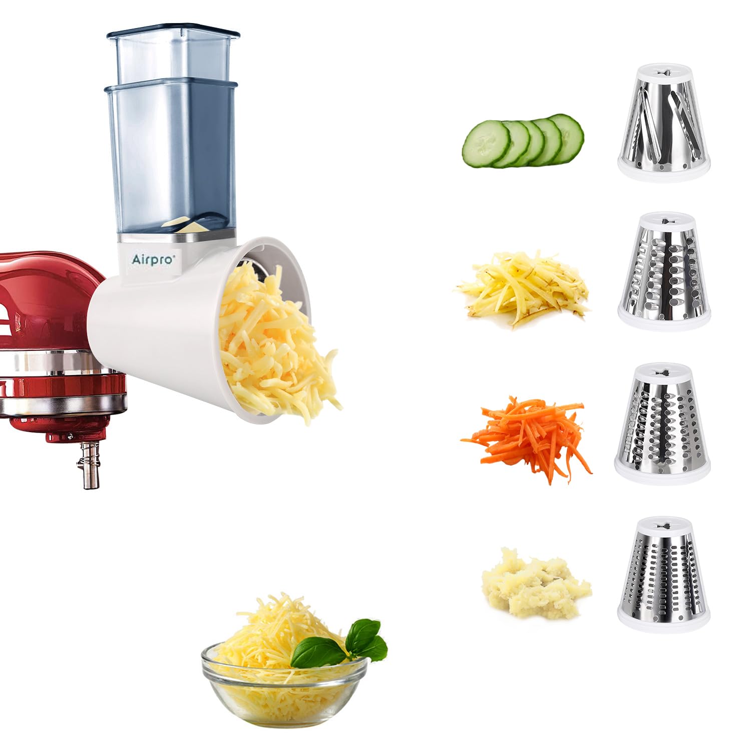 Slicer Shredder Attachment For Stand Mixer, Salad Machine With Vegetable Slicer, Salad Maker, Food Slicers Cheese Grater Attachm