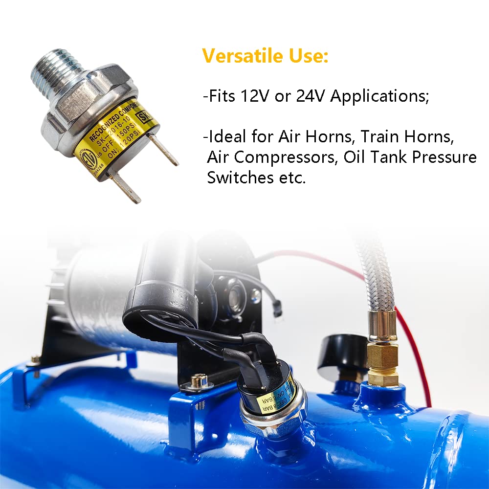Pair Of Air Pressure Switch 120 150 Psi Tank Mount Type Thread 1/4'' Npt 12V 24V Dc Air Compressor Pressure Switch For Air Train