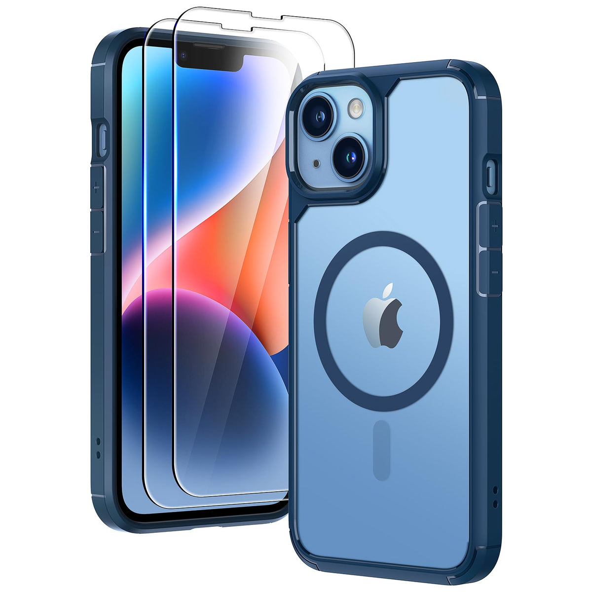 Tauri 3 In 1 Magnetic Designed For Iphone 13 For Iphone 14 Case, [Compatible With Magsafe] With 2 Screen Protector, Shockproof P