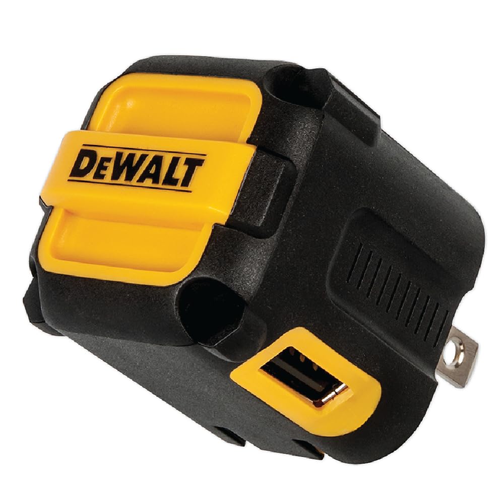 DEWALT 2-Port USB Wall Charger - NeverBlock Worksite Charger - Dual 5V/2.1A Power AC Adapter - Fast Charging Block Cube for iPho