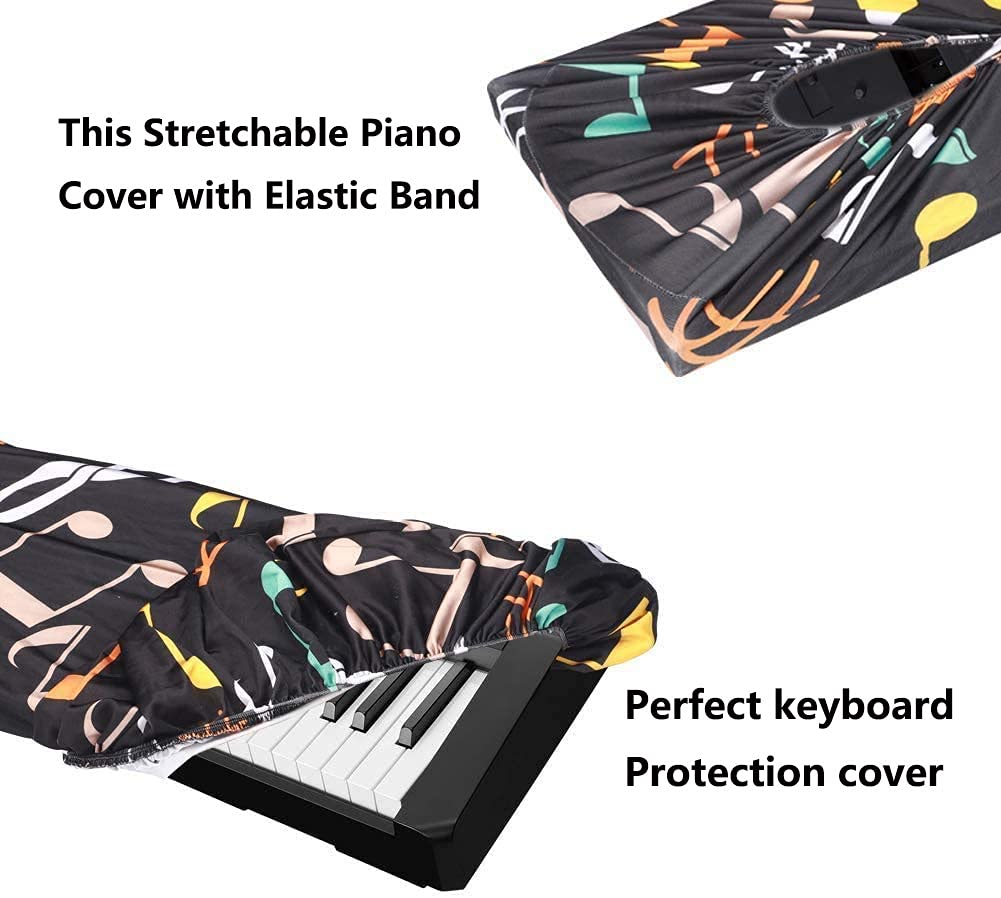 Piano Keyboard Dust Cover - 61/88 Keys, Adjustable Electric/Digital Piano Protective Cover With Elastic Band Design