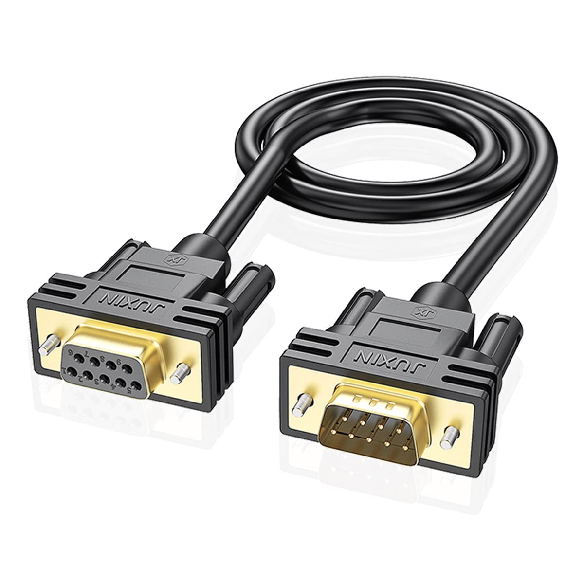 Juxinice Db9 Male To Female Extension Serial Cable 6 Foot Double Shielded With Foil And Braid, D Sub 9 Pin Rs232 Rs485 Serial Sh
