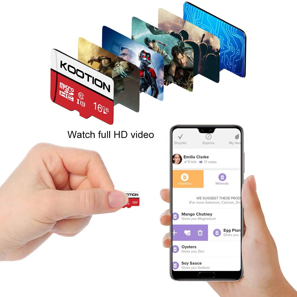 Kootion 10 Pack 16Gb Micro Sd Card Class 10 Micro Sdhc Card 16 Gb Uhs I High Speed Tf Card R Flash C10 U1 Memory Card