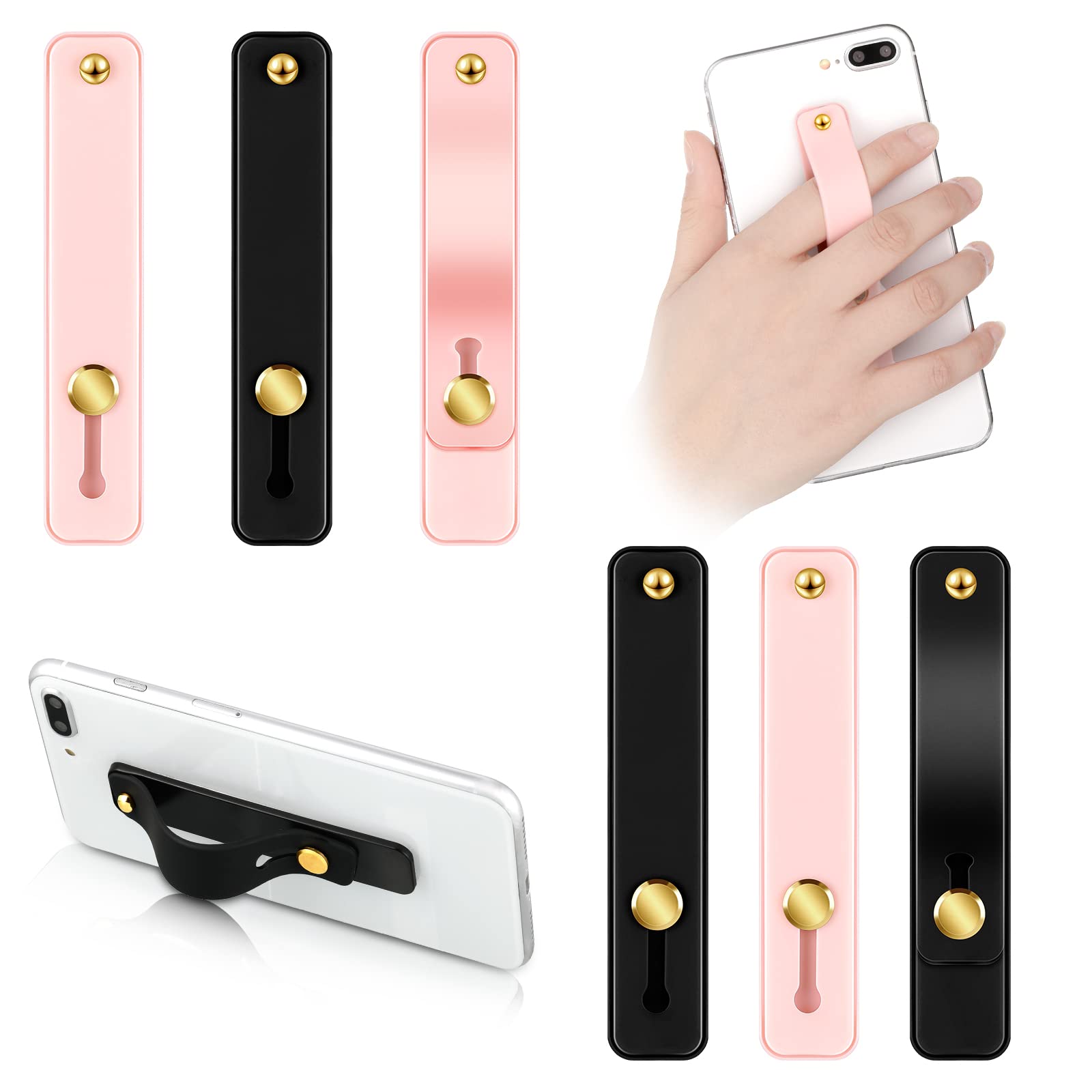 Weewooday 6 Pieces Phone Grip Holder Cell Phone Grip Strap Telescopic Phone Finger Strap Stand Universal Finger Kickstand For Mo