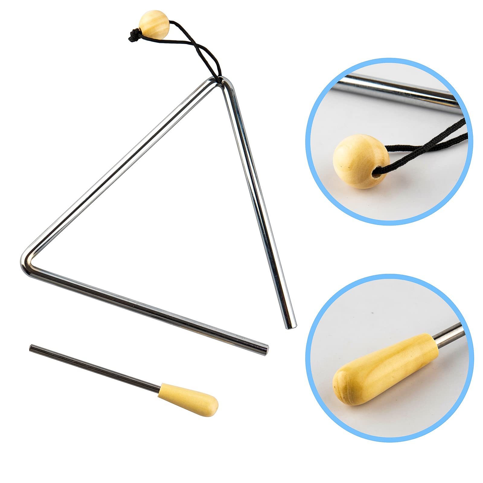Musfunny Triangle Hand Percussion With Striker Rhythm Steel Triangles Music Instrument (7 Inch)