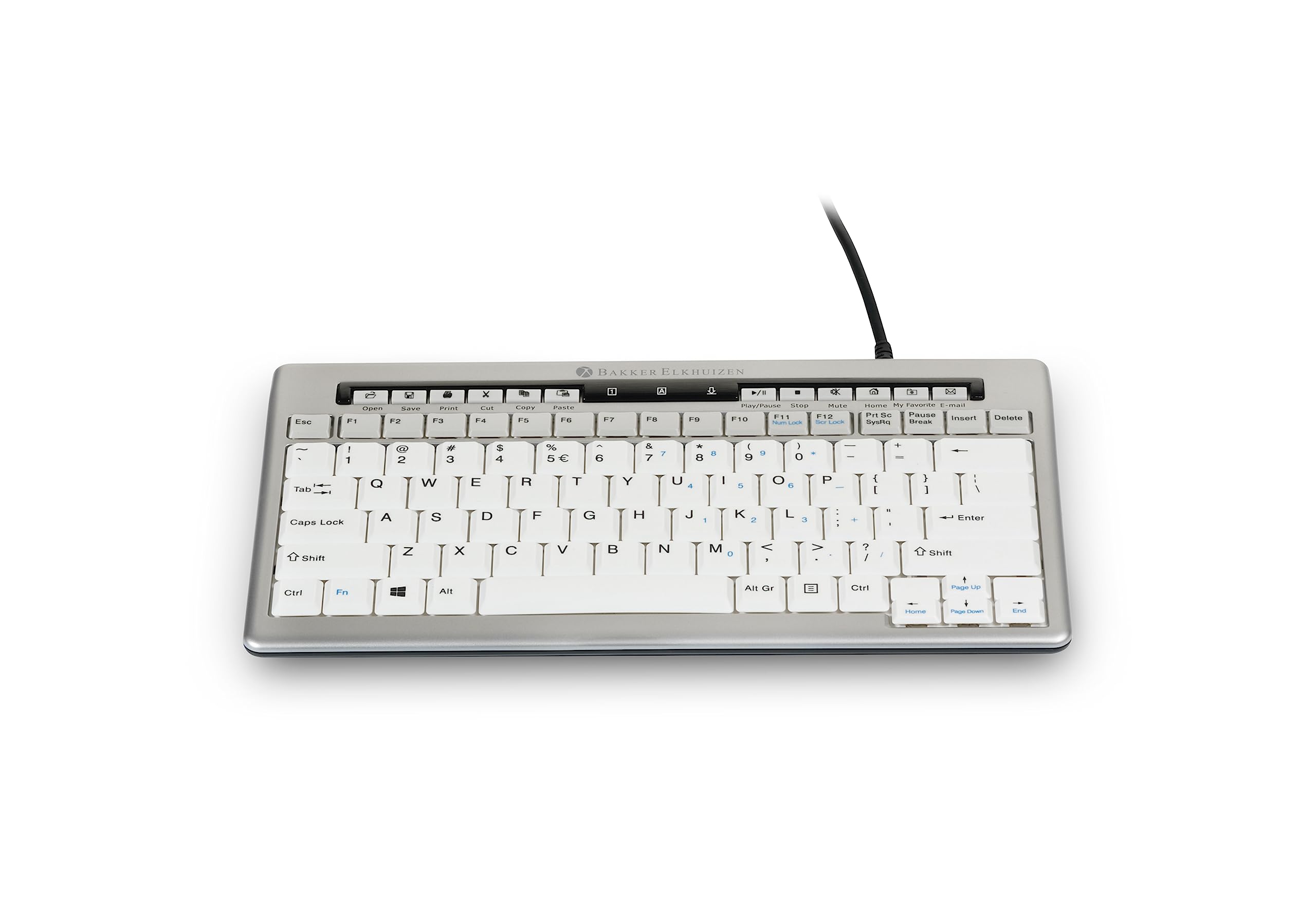BakkerElkhuizen S-Board 840 Ergonomic Keyboard - Classic Silver, Plastic, Model BNES840DUS