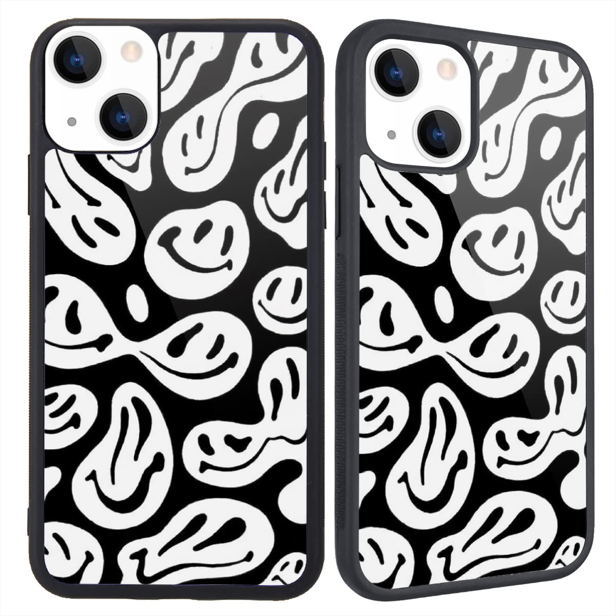 Maycari Compatible With Iphone 13 Case For Children Women Happy Smile Face Hippie Design, Hard Back With Cute Trippy Pattern Sof