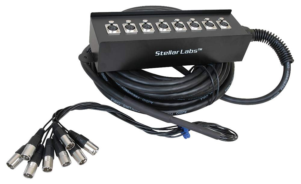 Stellar Labs Cable, 3Pos XLR Plug Jack, 8Port, 32Ft   555 13862