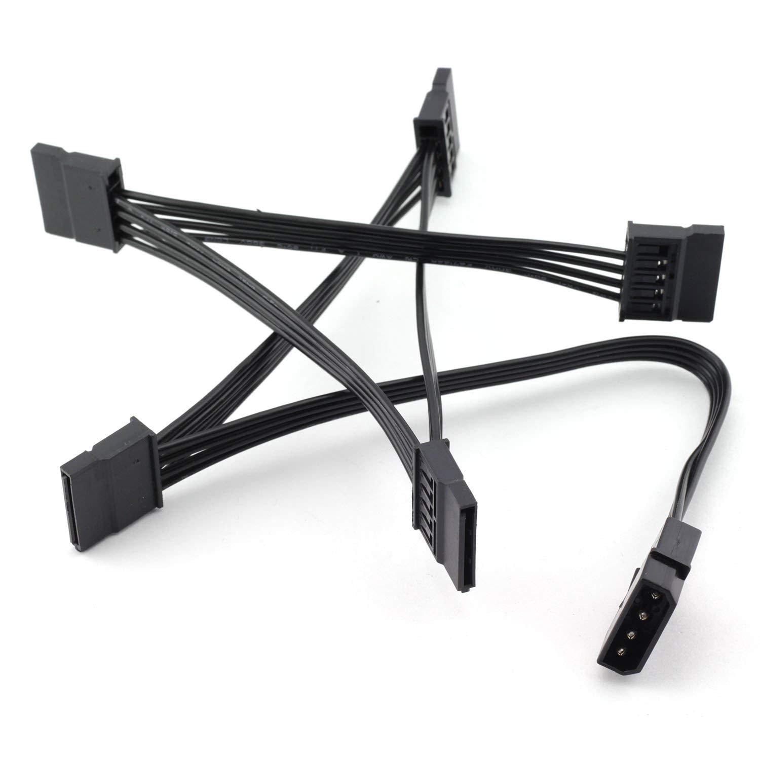 Meetoot 2Pcs Ide To Sata Power Cable Ide Large 4 Pin To Pc Server Hard Drive 15 Pin Sata Power Supply Adapter Converter Cable Cord 18Awg Wire Sata Extension Cable 1 To 5 Splitter Black