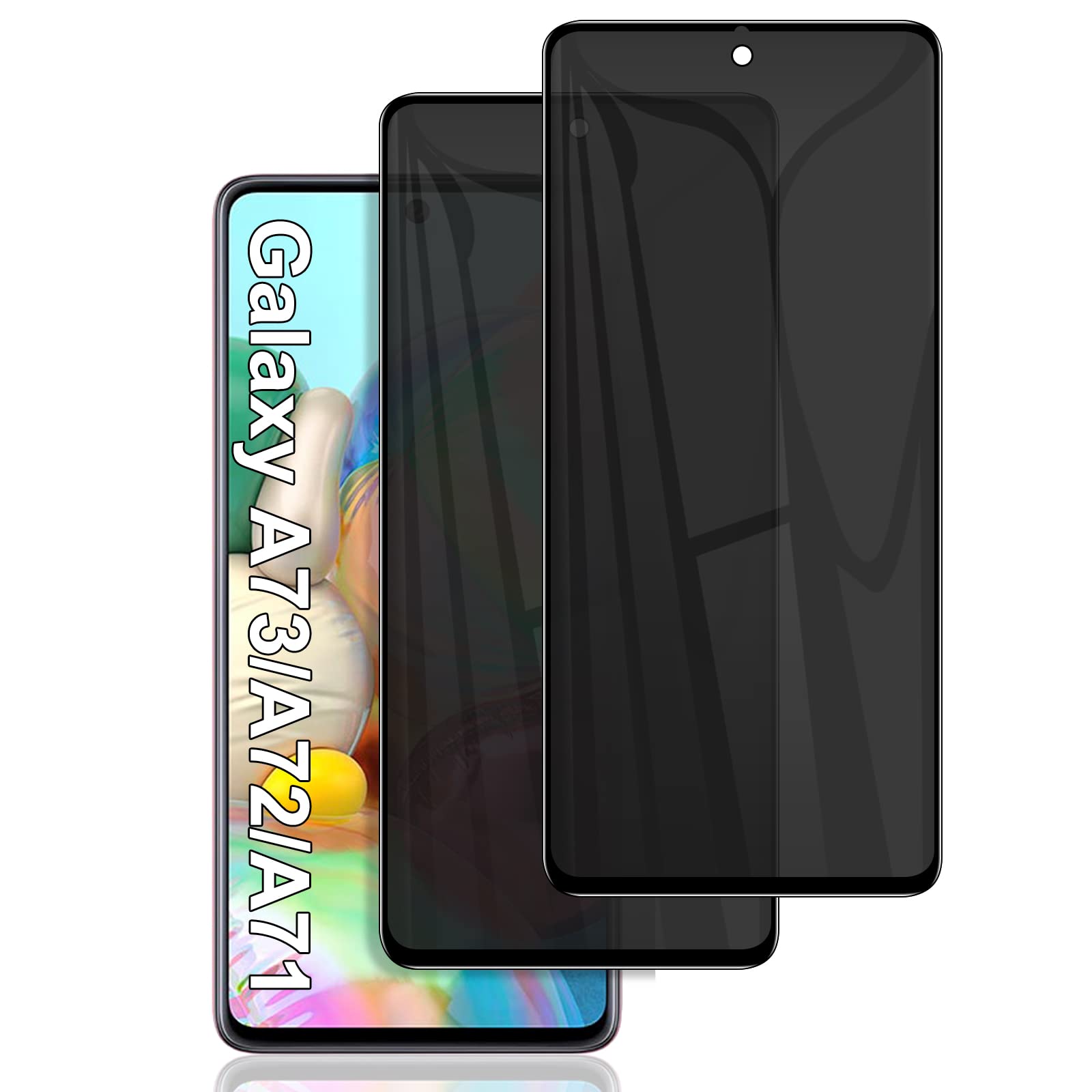[2 Pack] for Samsung Galaxy A71 / A72 / A73 Privacy Screen Protector, Anti Spy 9H Tempered Glass for Galaxy A73 5G A71 A72 (4G/5