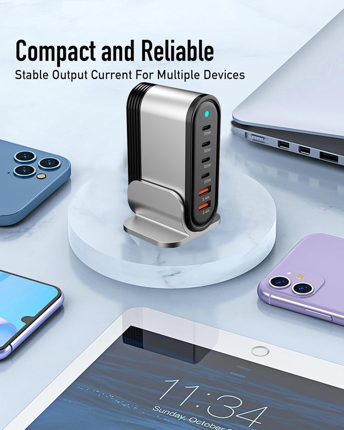 Usb C Charger Quick Charge Station, 4 Usb-C And 2 Usb-A Charging Station Hub Module Cube, Charging Hub Organizer For Iphone, Ipa
