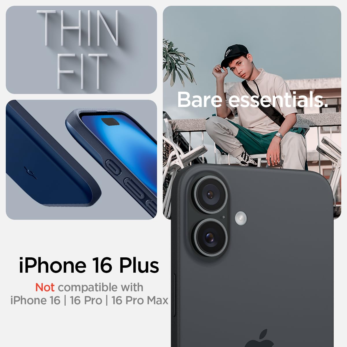 Spigen Thin Fit Magfit Designed For Iphone 16 Plus Case [Hard Shell] [Military Grade Protection] Compatible With Magsafe   Navy