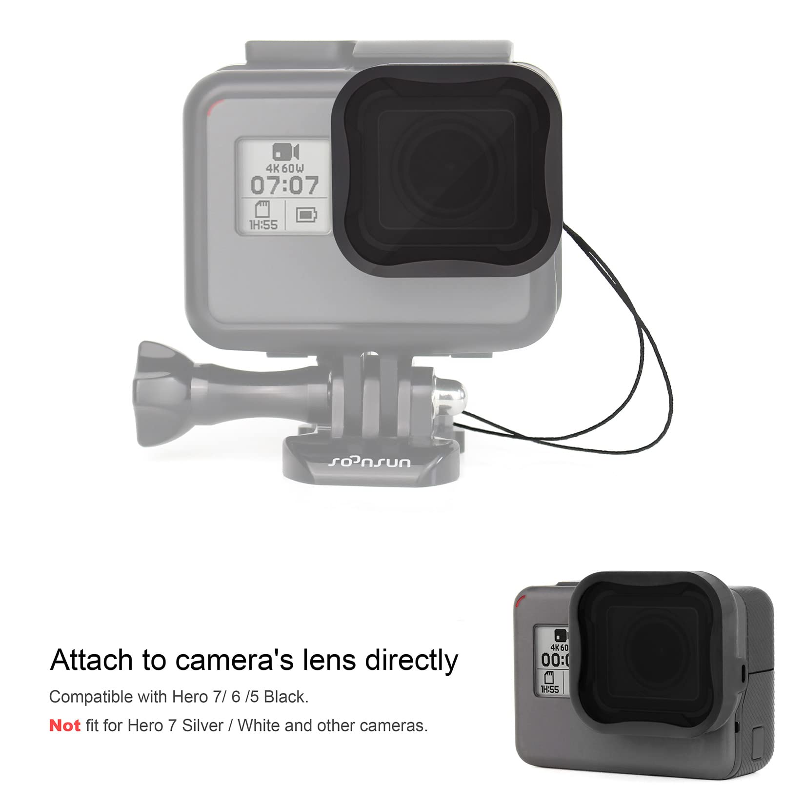 Soonsun 4 Pack Lens Filter Cpl Nd8 Nd16 Nd32 Filter For Gopro Hero 5 6 7 Black, Neutral Density And Circular Polarizing Lens Fil