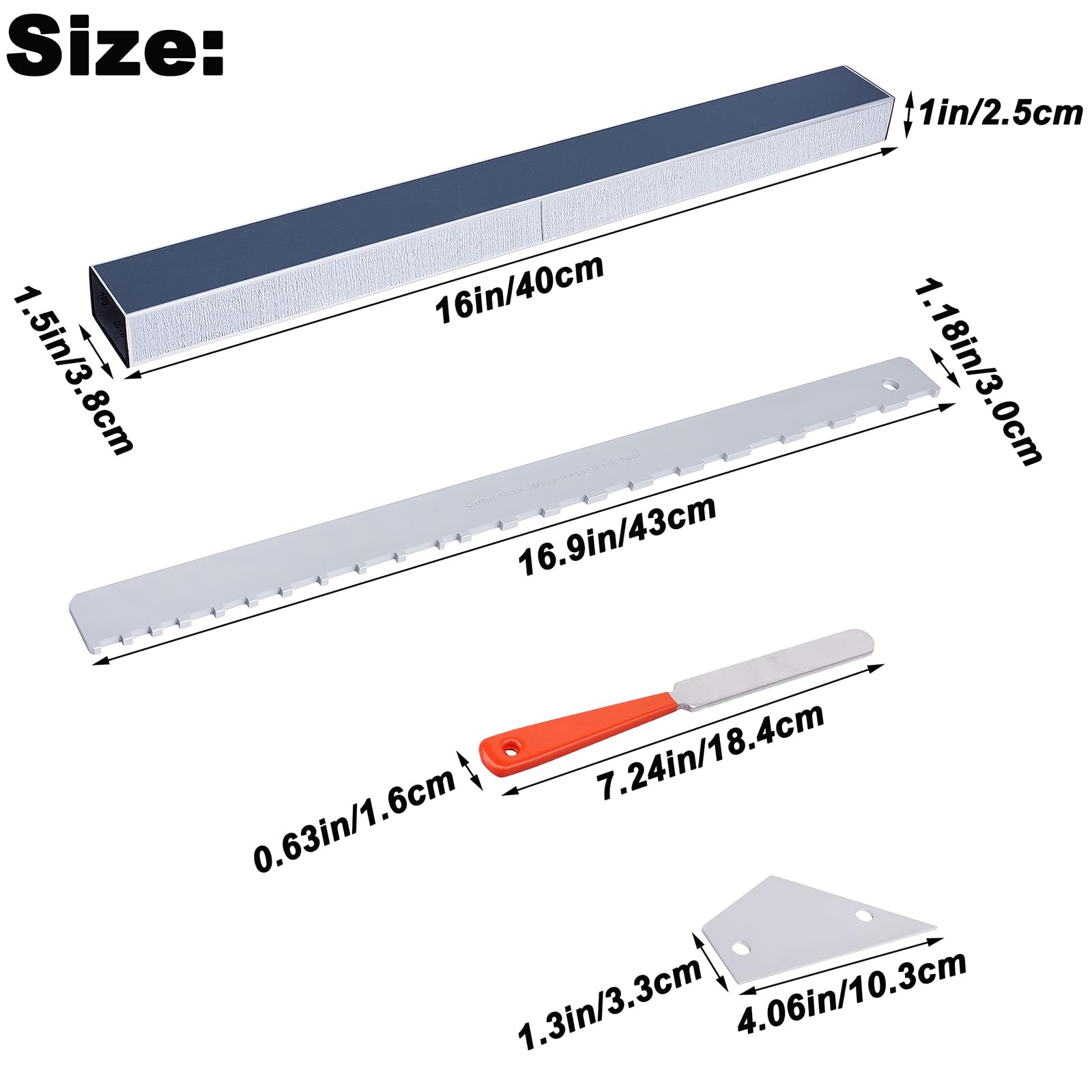 Frautron Guitar Luthier Tool Kit Includes 16 Inch Guitar Fret Leveling Sanding Beam Fret Leveler, Fret Crowning File, Fret Rocke