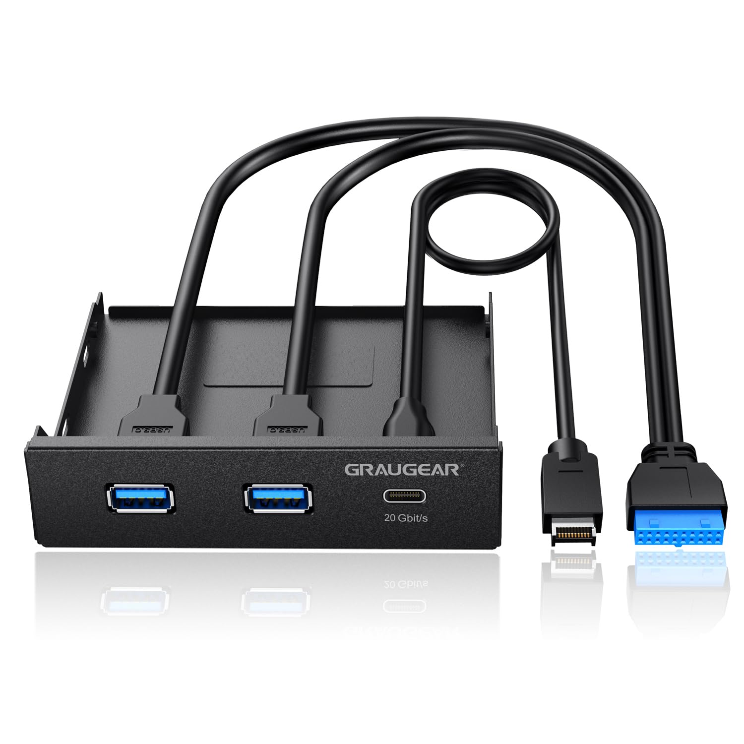 Graugear 3.5 Inch Front Panel Usb Hub, Internal Usb Hub With 20Gbps Usb3.2 Gen2 Usb C And Usb 3.0 Ports, 20 Pin Type E Key A Hea