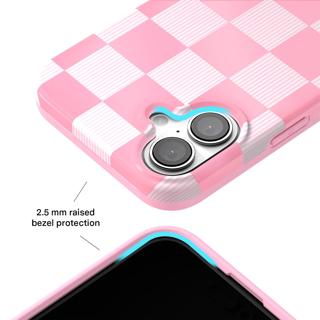 Velvet Caviar For Iphone 16 Plus Case Pink Checkered For Women   Compatible With Magsafe [8Ft Drop Tested]