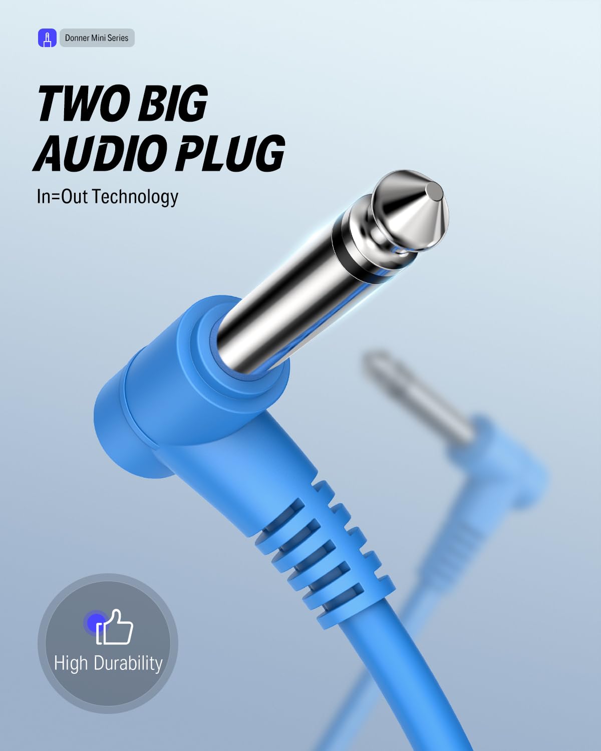 Donner 6 Inch Guitar Patch Colored Cable 6 Pack, Ts 1/4'' Right Angle To Ts 1/4'' Right Angle