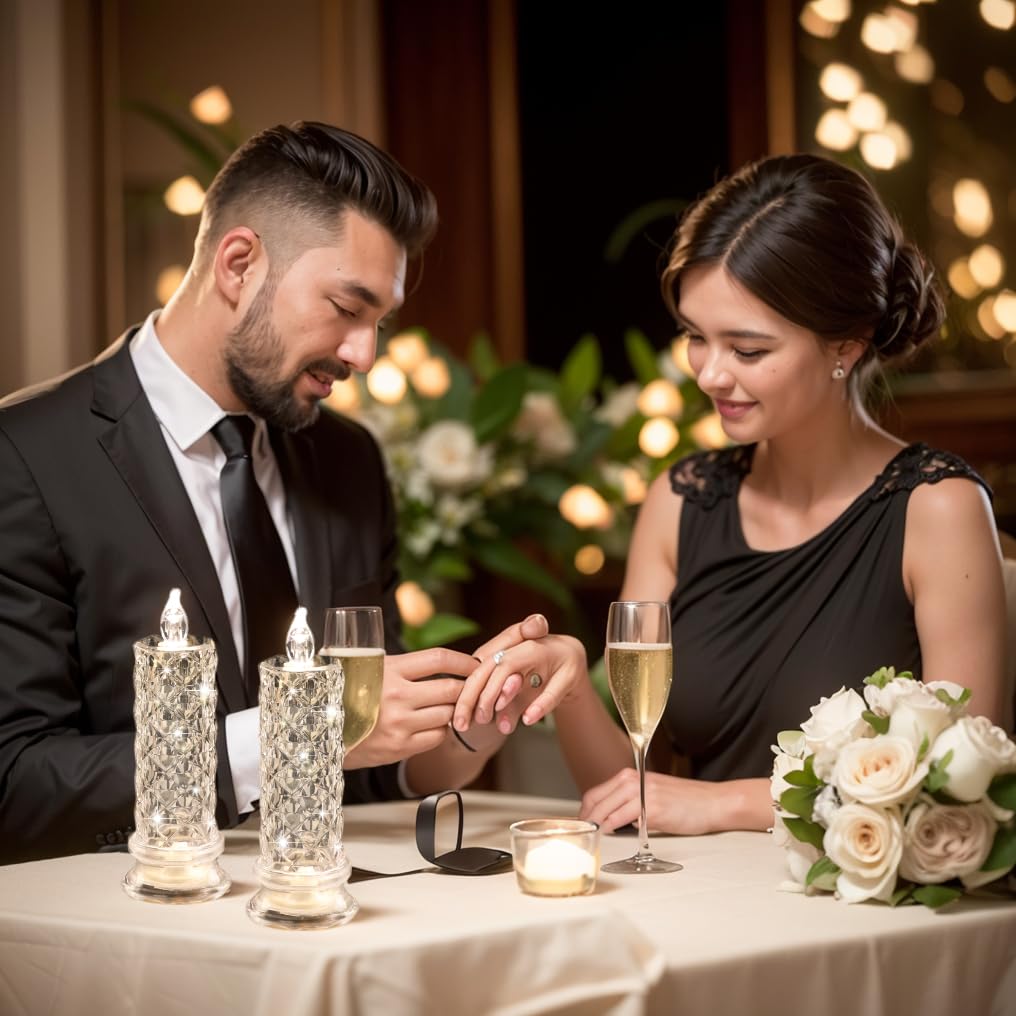 Supbri Rose Shadow Led Flameless Candles, 6Pcs Romantic Battery Operated Candles Led Pillar Candles For Valentine'S Day Romantic