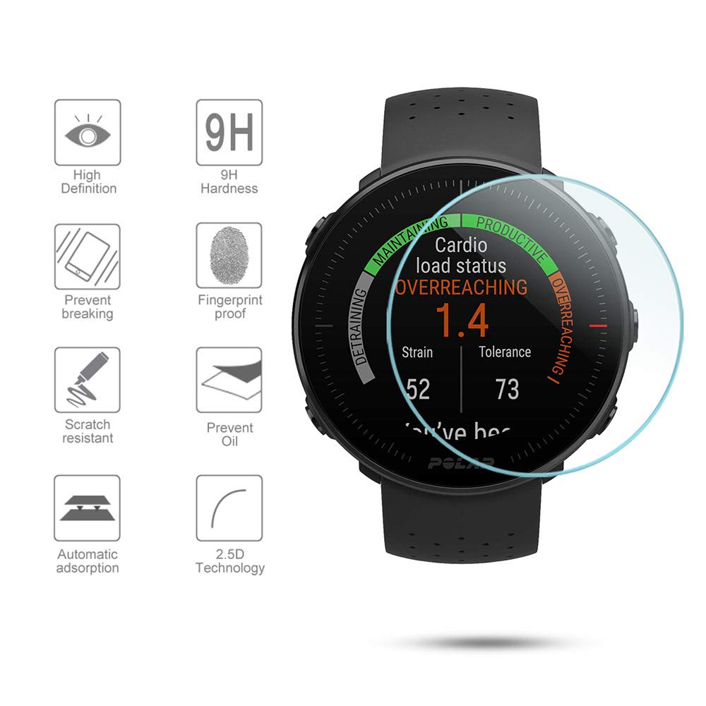 Diruite 4 Pack For Polar Vantage M/Polar Vantage V Screen Protector Tempered Glass [2.5D 9H Hardness] [Anti Scratch] [No Bubble]