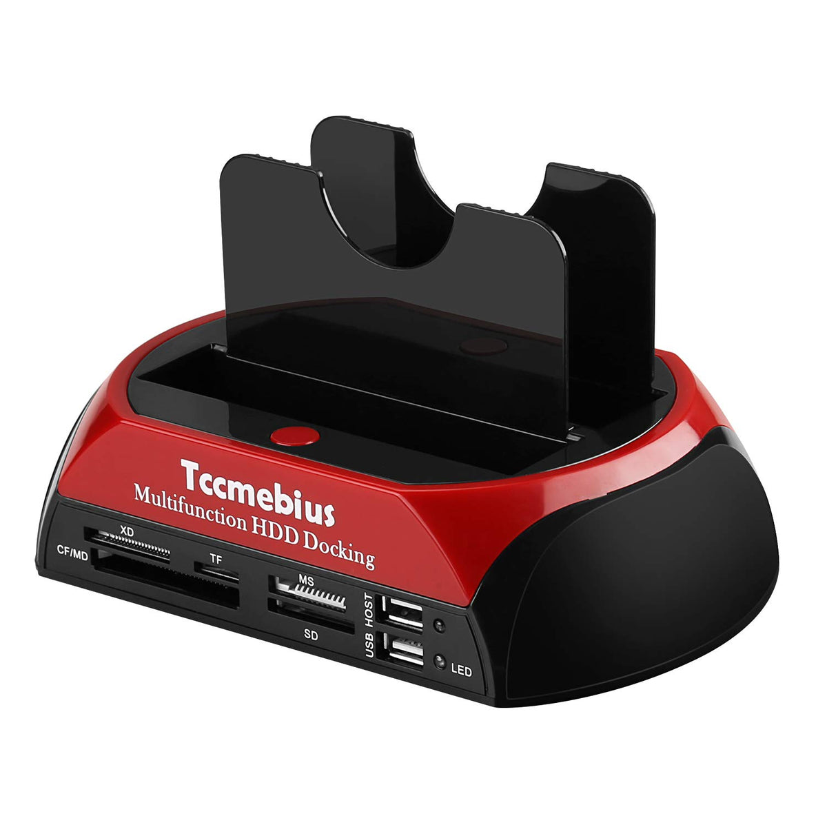 Tccmebius Hard Drive Docking Station, Tcc S862 Us Usb 2.0 To 2.5 3.5 Inch Sata Ide Dual Slots External Enclosure With All In 1 Card Reader And Usb 2.0 Hub For 2.5' 3.5' Ide Sata I/Ii/Iii Hdd Ssd