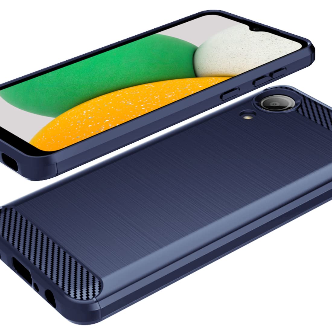 Osophter Galaxy A03 Core Shock-Absorption TPU Rubber Protective Cell Phone Case Navy Blue with Screen Protectors