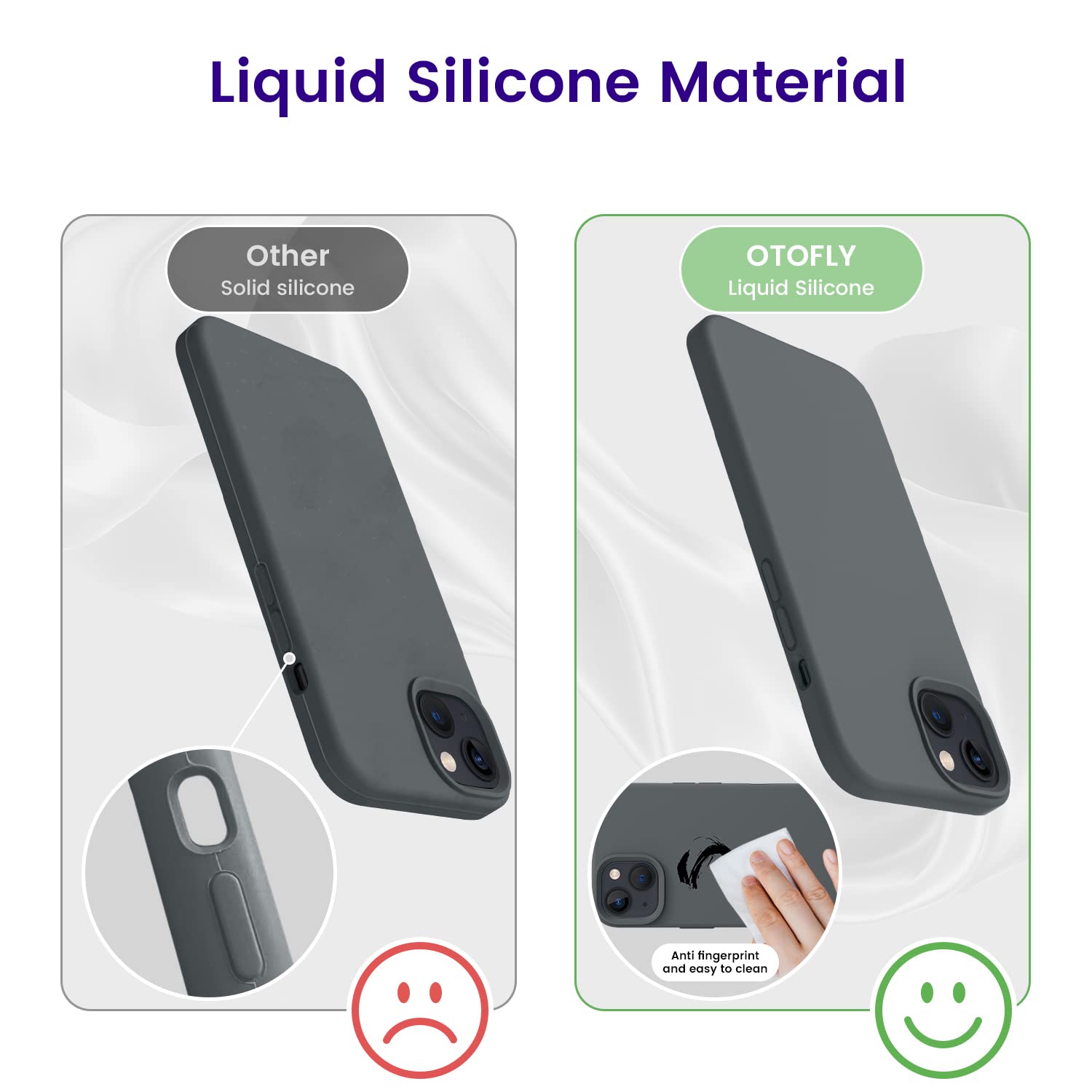 Otofly Designed For Iphone 14 Case, Silicone Shockproof Slim Thin Phone Case For Iphone 14 6.1 Inch (Space Gray)