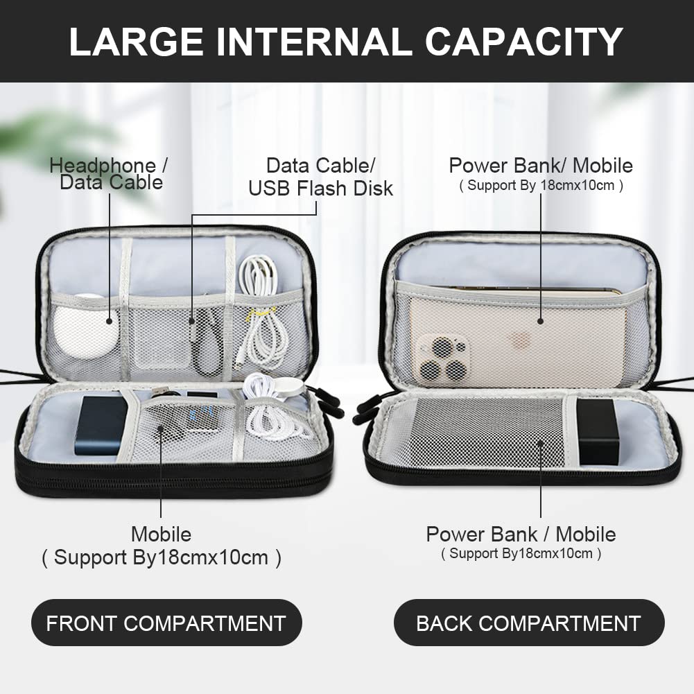 Amfun External Electronic Organizer Bag, Portable Travel Case, Universal Cable Bag With Inner Compartments Mesh Pockets, Tech St