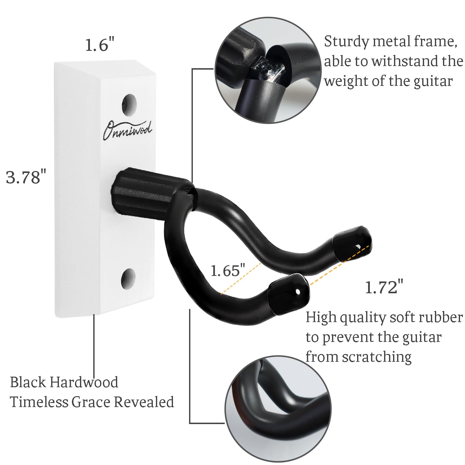 Ukulele Wall Mount Hanger 2 Pack, White Hardwood U Shaped Ukulele Holder Hanger, Ukulele Wall Mount Hook For Ukulele Banjo Mando