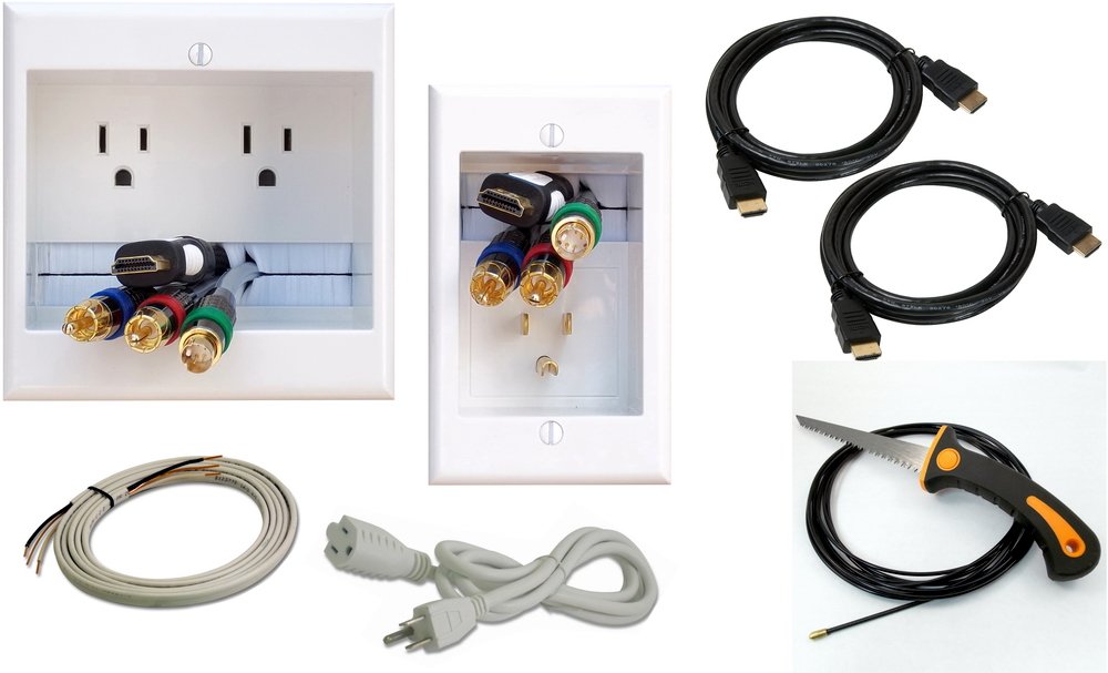 Powerbridge Kit PowerBridge TWO-PRO-IKH2 Dual Outlet Recessed In-Wall Cable Management ...