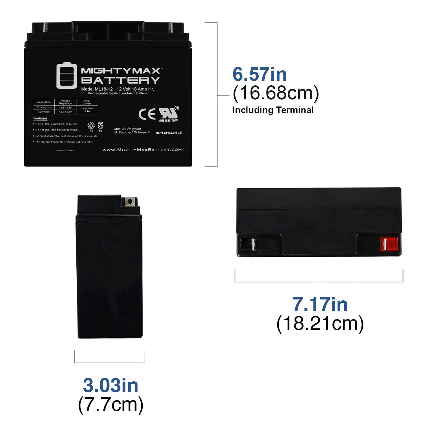 Mighty Max Battery Ml18 12   12V 18Ah Rechargeable Battery For Champion Generator 9000 7000
