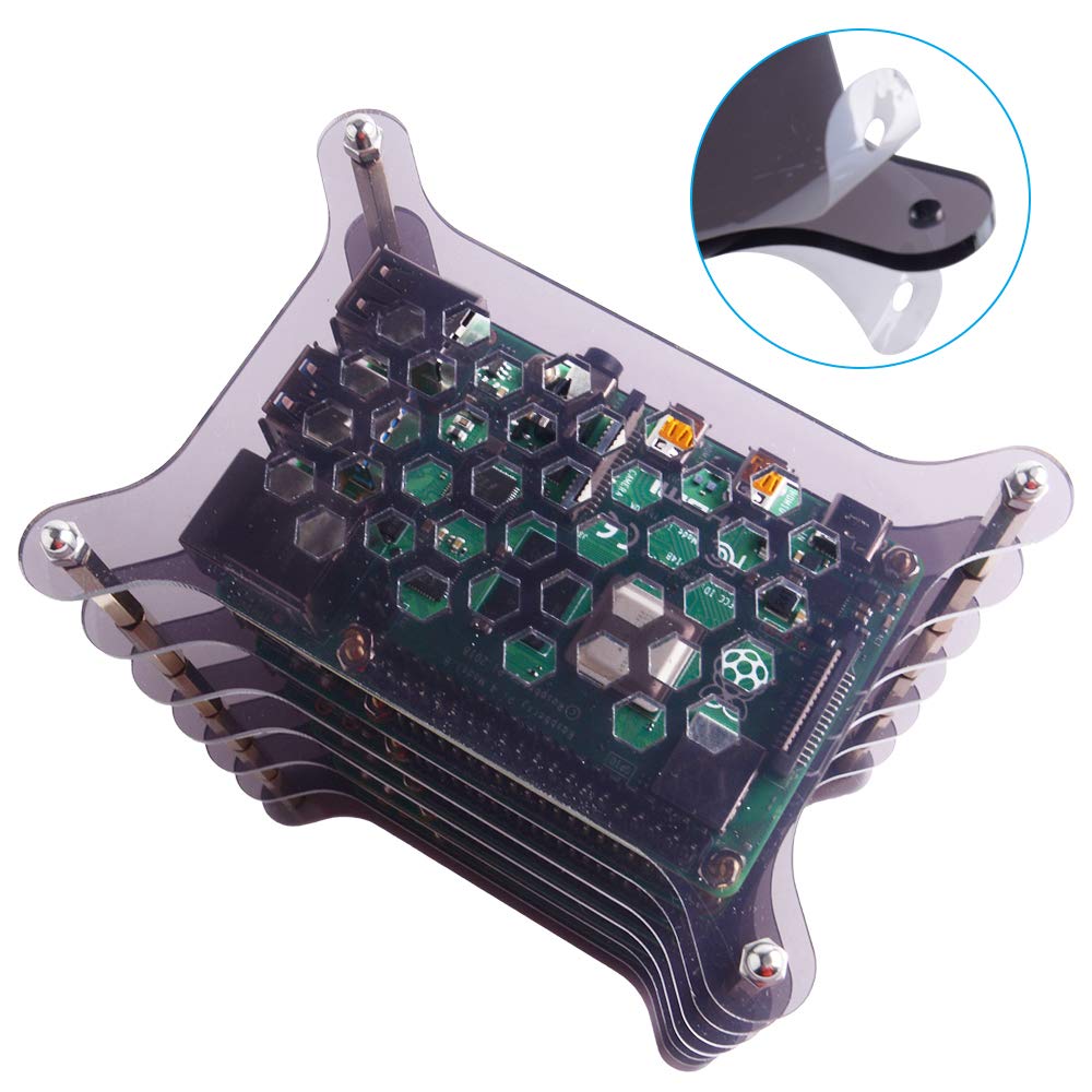 Geeekpi 6 Layers Cluster Case For Raspberry Pi, Pi Rack Case With Raspberry Pi Heatsinks Stackable Case Stack Enclosure For Rasp