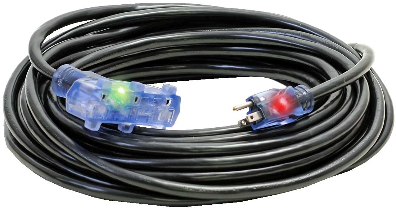 Pizety 200 ft Heavy Duty Extension Cord, 14 Gauge, Triple Outlet, Indoor/Outdoor, 125V, Black, Model bd2aa09a-8d96-4538