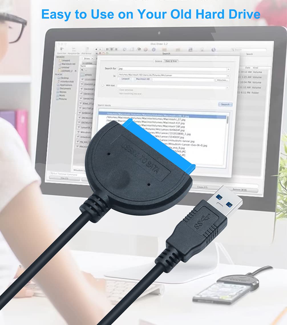 Dtech Sata To Usb 3.0 Adapter Cable For 2.5 Inch Ssd Hdd Hard Drive To Computer Pc Laptop 5Gbps Superspeed Compatible With Usb 2