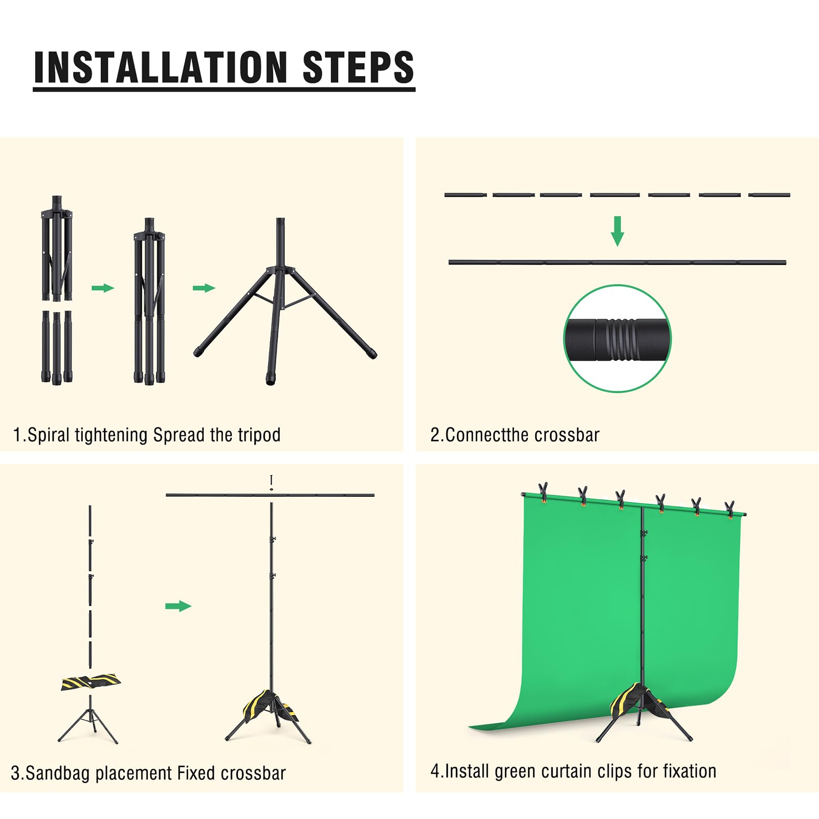 Forlogic Green Screen Backdrop Kit With Stand, 8X7.2Ft Portable Greenscreen Background Stand, T Backdrop Stand Kit For Streaming