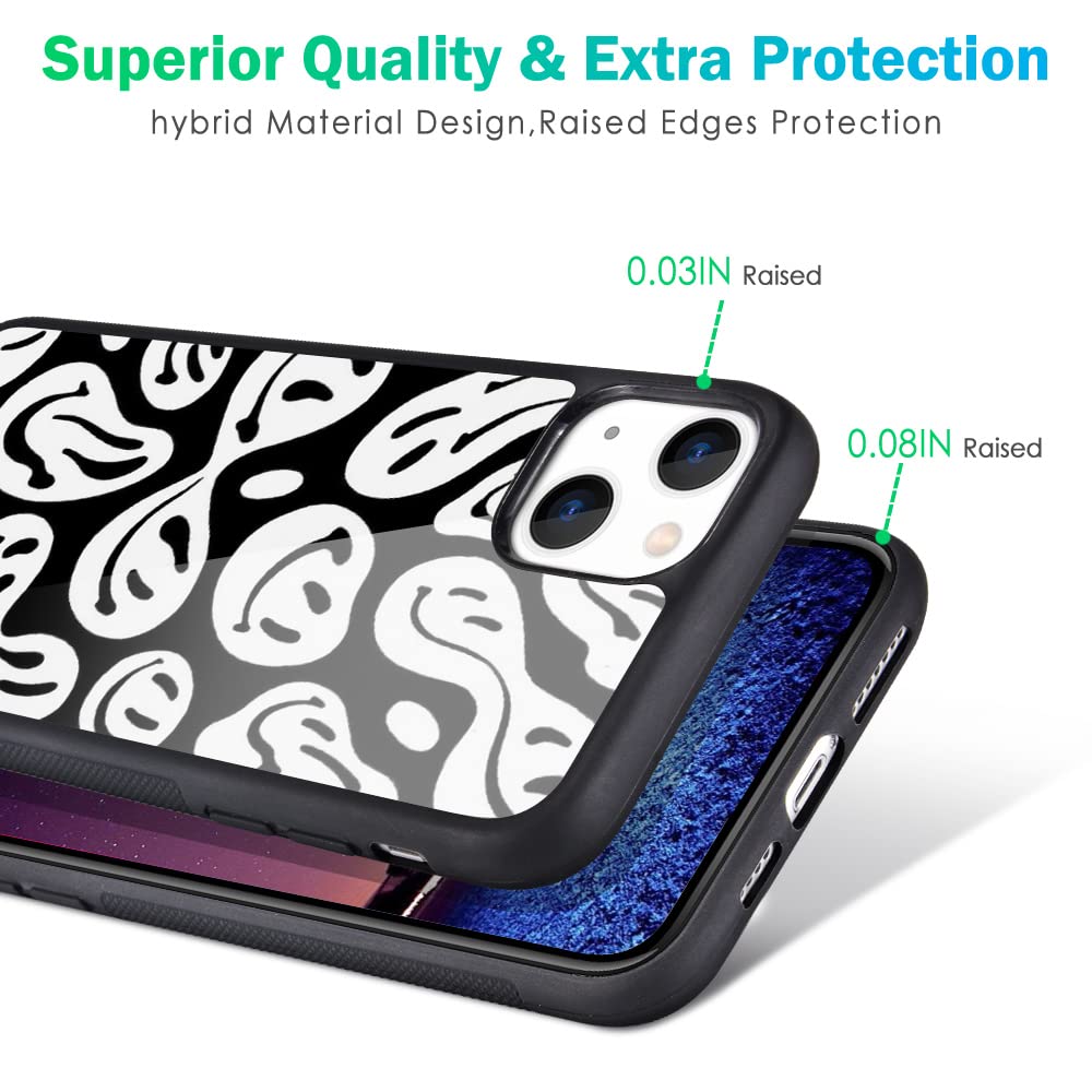 Maycari Compatible With Iphone 13 Case For Children Women Happy Smile Face Hippie Design, Hard Back With Cute Trippy Pattern Sof