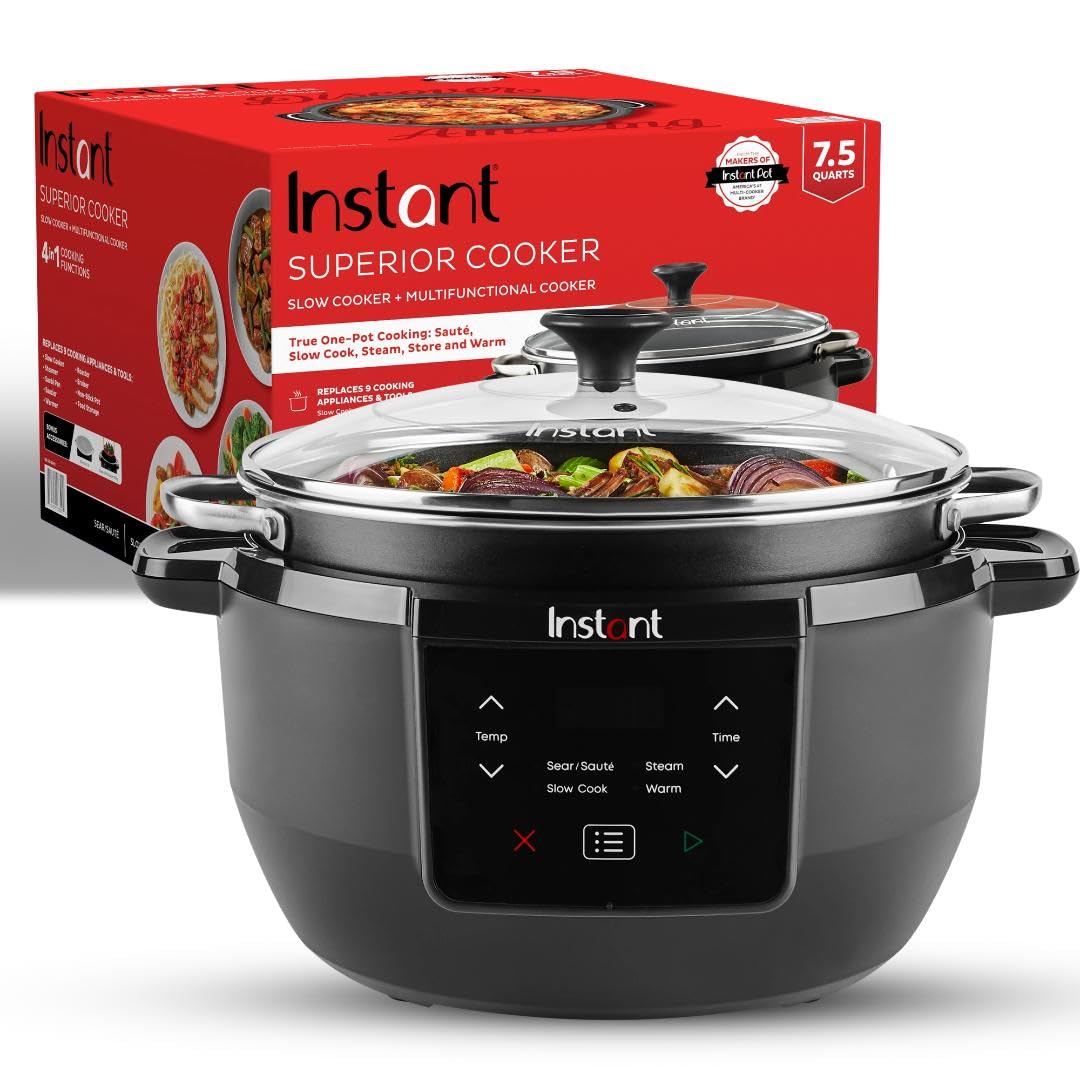Instant Pot Superior Cooker 7.5Qt Slow Cooker And Multicooker, 4 In 1 Functions, Sears/Saut  , Slow Cooks/Roast, Steams And Warm