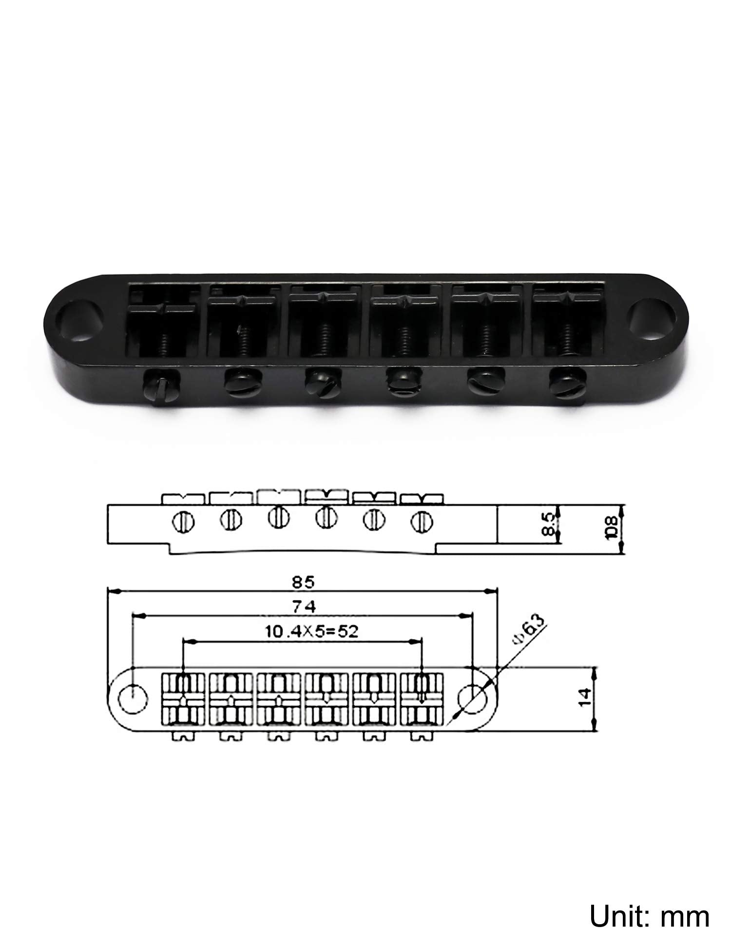 Metallor Tune O Matic Electric Guitar Bridge For Sg Les Paul Lp Style Guitar Parts Replacement. (Black)