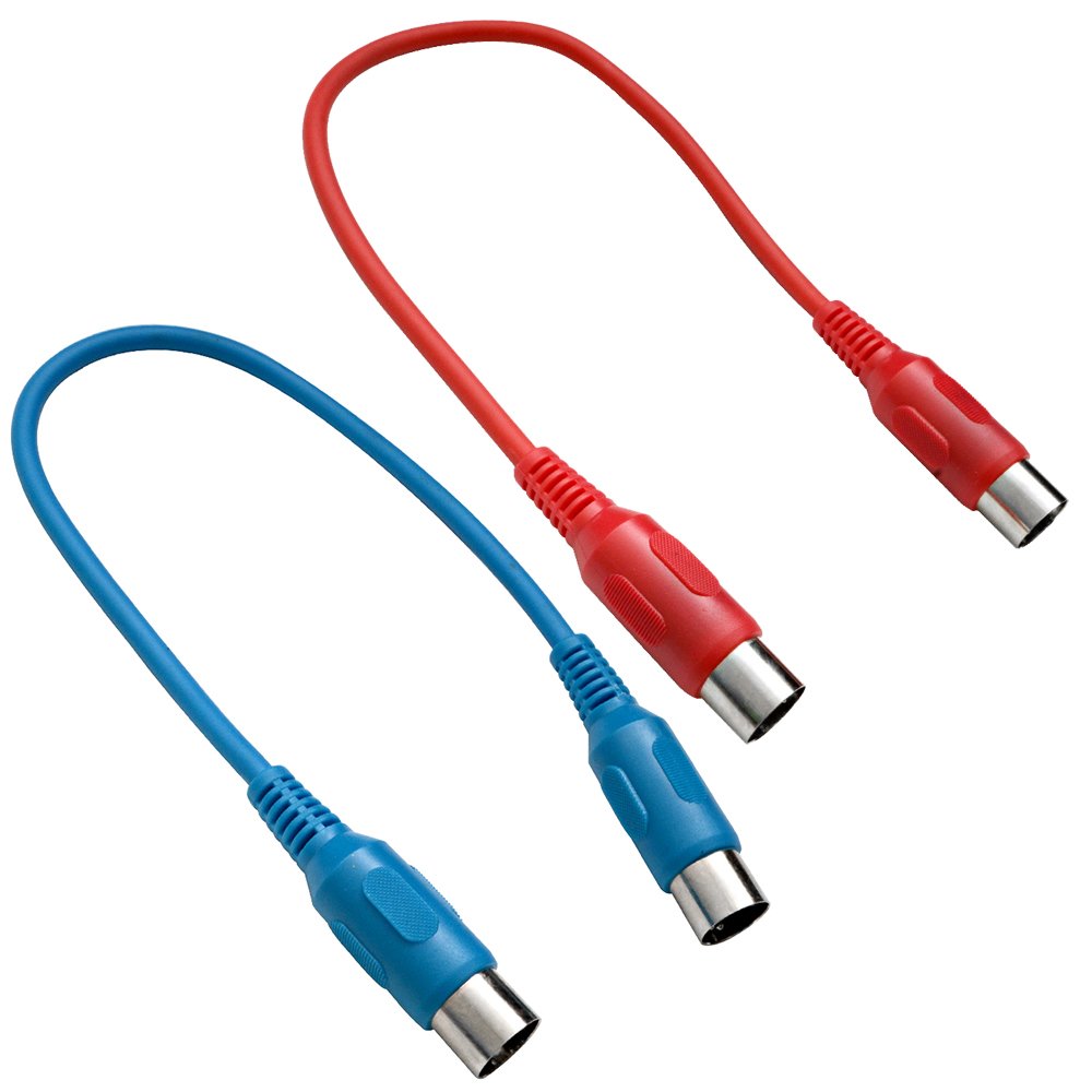 Seismic Audio Speakers MIDI Cables, Keyboard Data Patch Cords, 1 Foot, Blue and Red