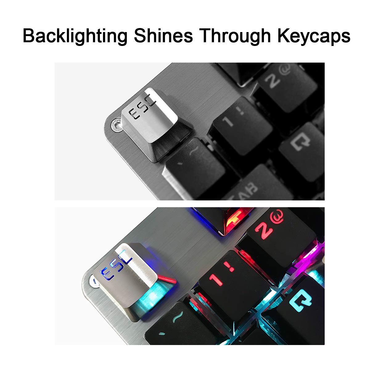 Fitlink Stainless Steel Metal Keycaps With Key Puller For Mechanical Keyboard Cherry Mx Switch(Esc) (Silver)