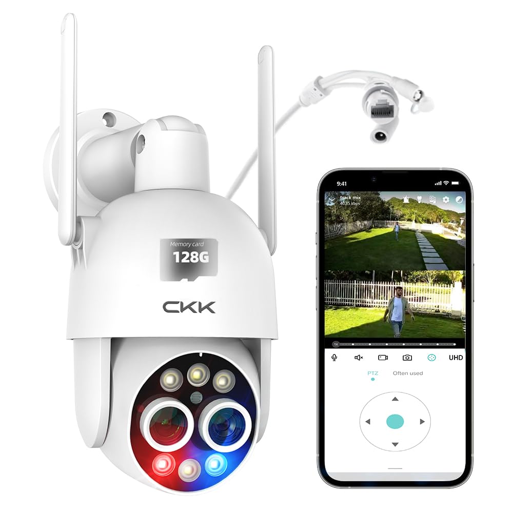 [4Mp Dual Lens & 8X Hybrid Zoom]4Mp Ptz Security Camera Outdoor And Indoor With 128Gb Card, Surveillance Cameras For Home With S