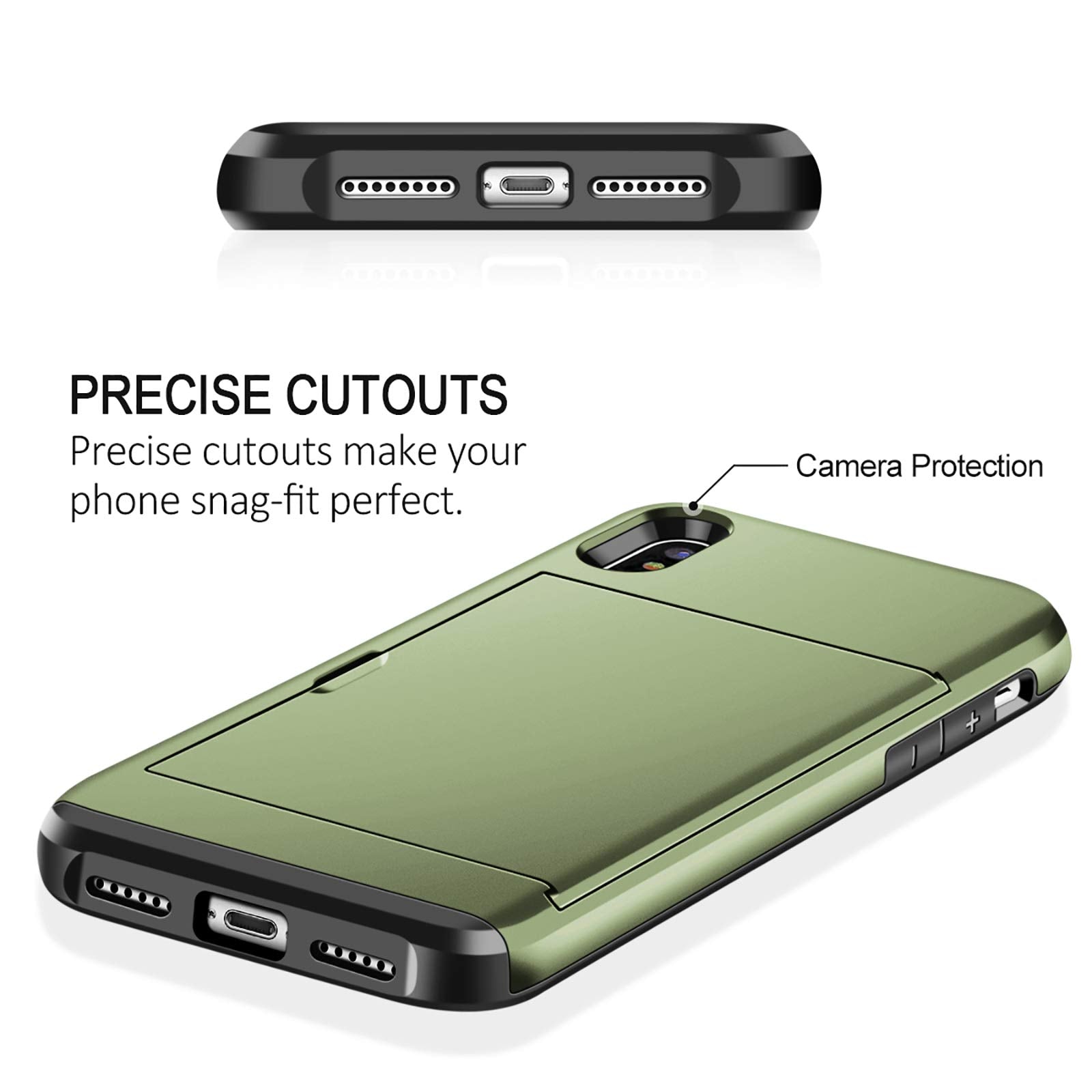 Samonpow For Iphone X/Xs Case Wallet Card Holder For Iphone 10 Case Wallet Card Holder Heavy Duty Shockproof Bumper Phone Case C