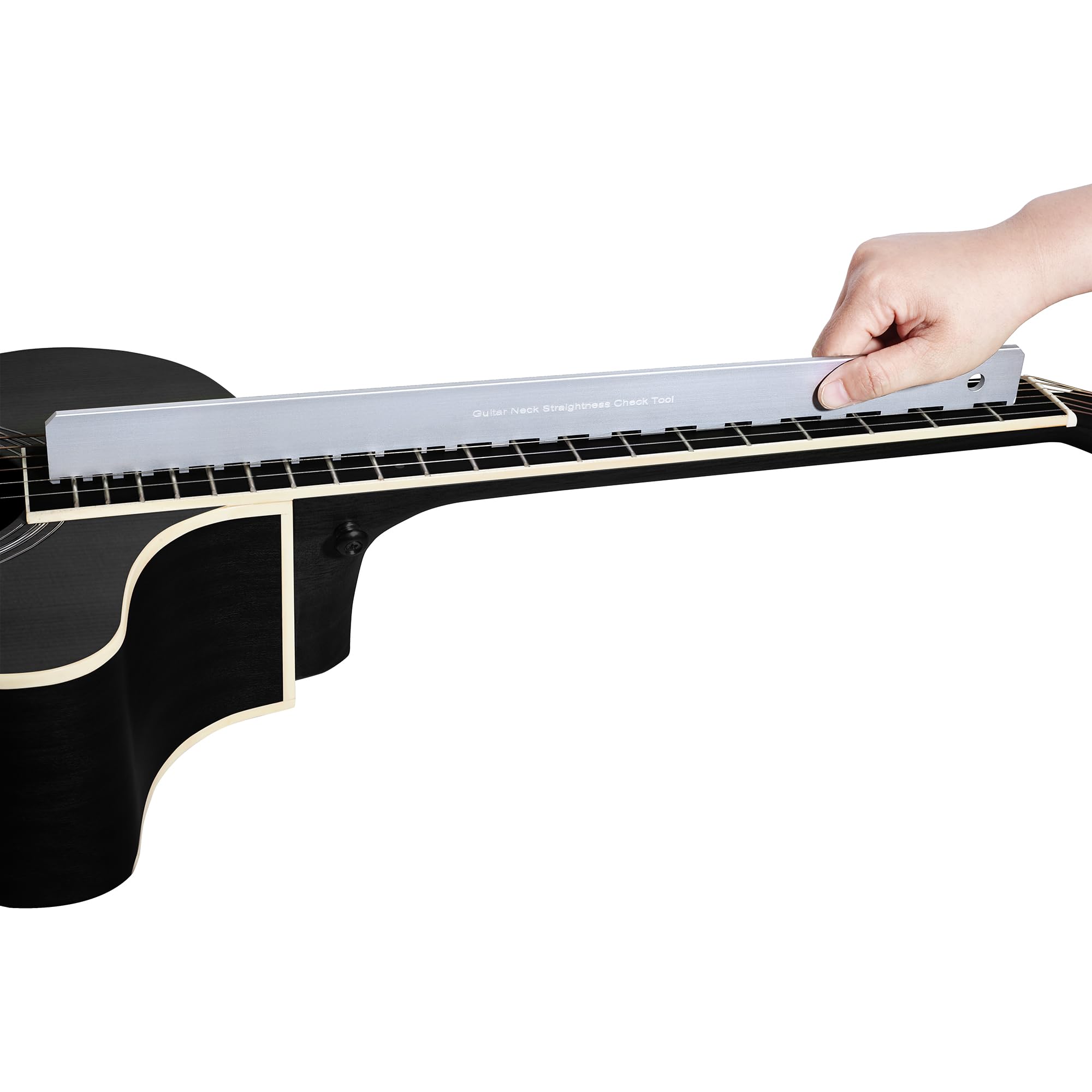 Muzikion 4mm Thick Notched Straight Edge Guitar Neck Tool for Gibson & Fender, Model Muzik-003
