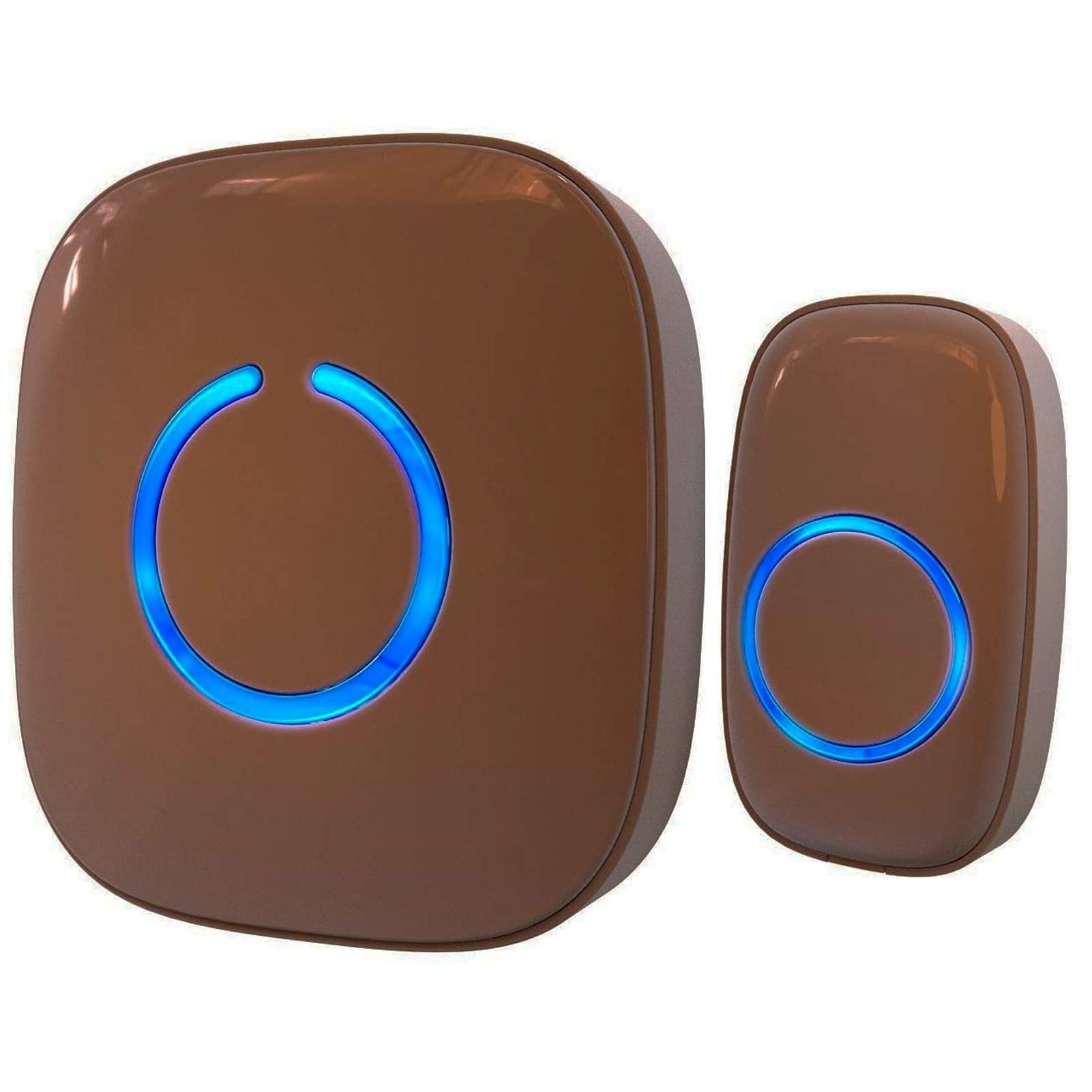 Sadotech Wireless Doorbells For Home, Apartments, Businesses, Classrooms, Etc.   1 Door Bell Ringer & 1 Plug In Chime Receiver, Battery Operated, Easy To Use, Wireless Doorbell W/Led Flash, Brown