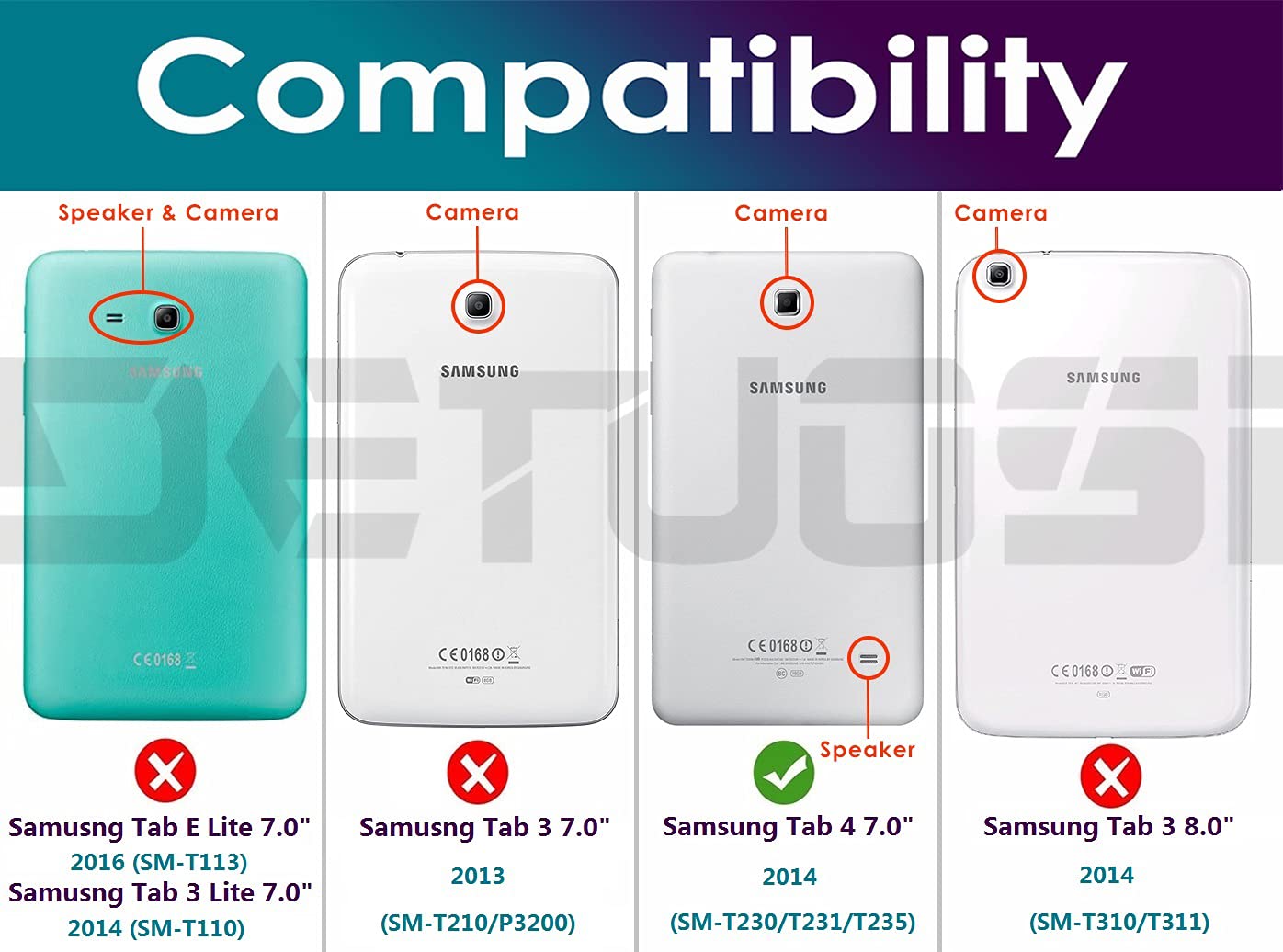 Detuosi Slim Case For Samsung Galaxy Tab 4 7.0'' 2014 (Sm T230/T231/T235), Ultra Thin Lightweight Folio Folding Pu Leather Full