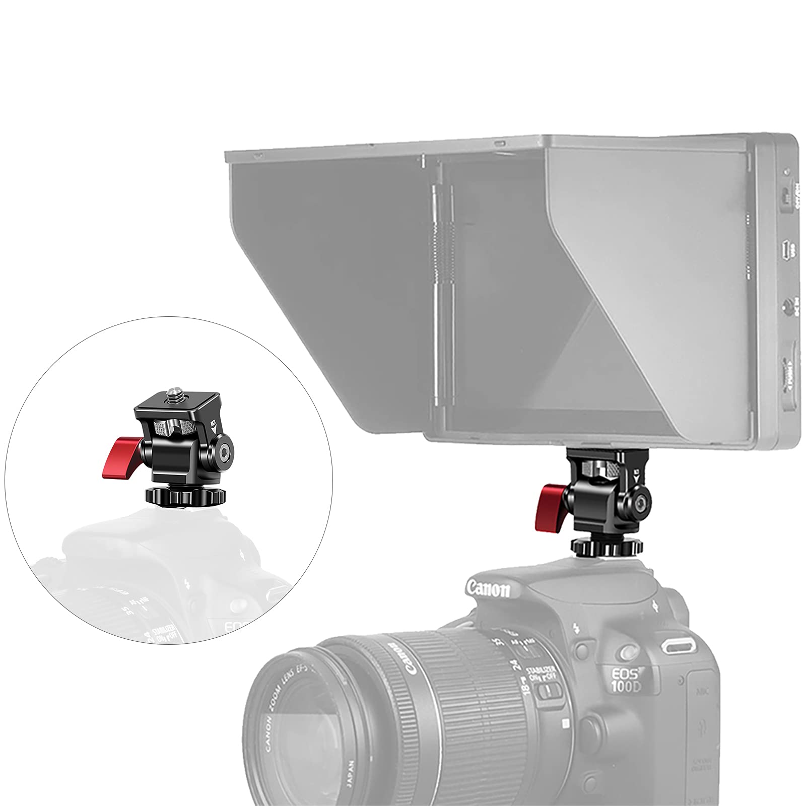 Field Monitor Mount Holder,Chromlives Swivel And Tilt Adjustable Camera Monitor Holder Mount With Cold Shoe For 5/7 Inch Monitor