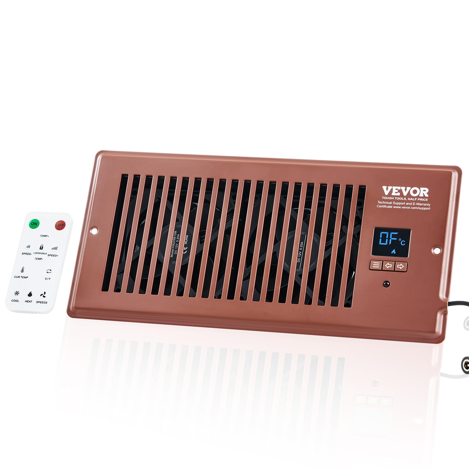 VEVOR Register Booster Fan, Quiet Vent Booster Fan Fits 4    x 10    Register Holes, with Remote Control and Thermostat Control,