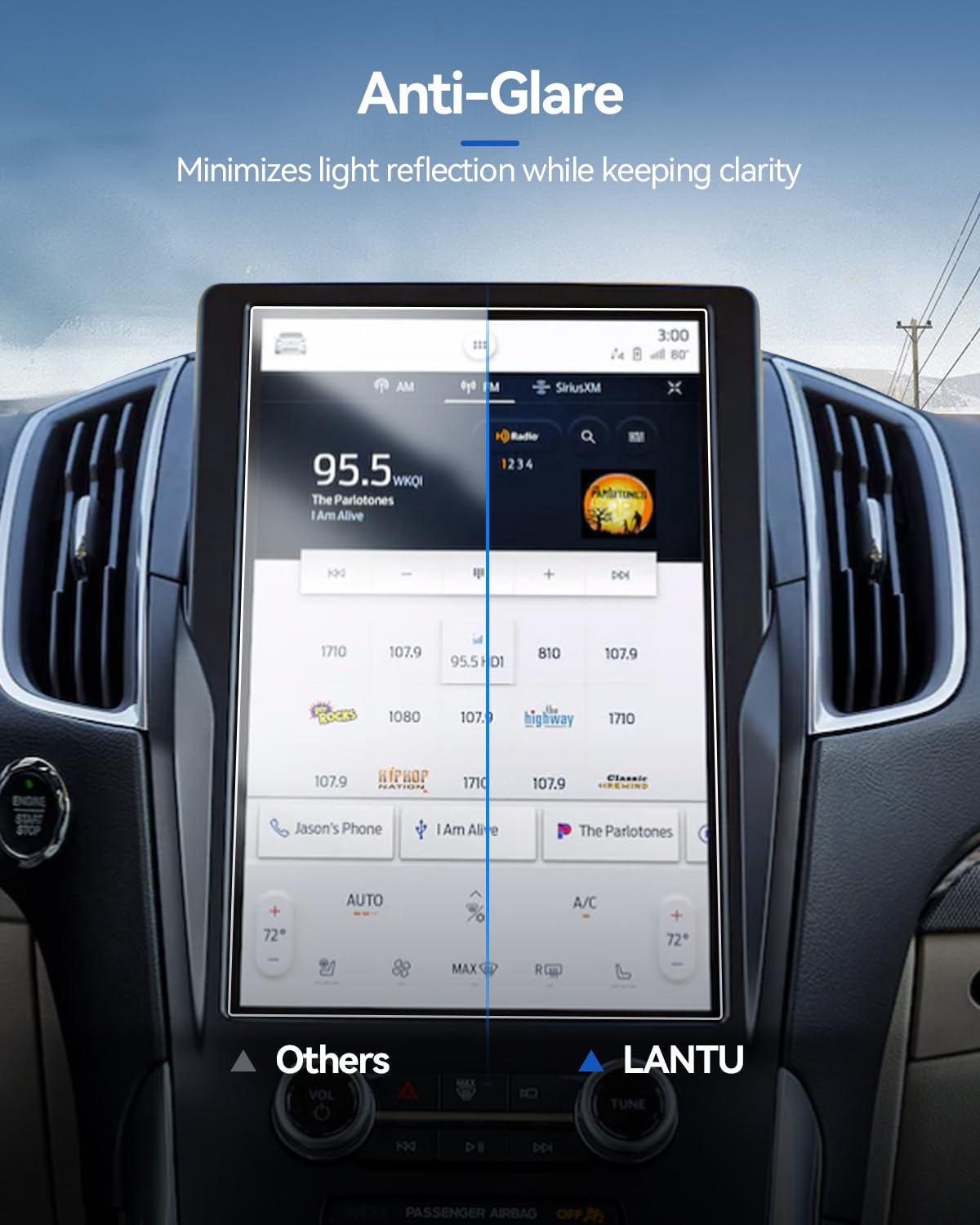 Lantu 2Pcs Car Screen Protector For 2024 2023 2022 2021 Ford Edge (Se/Sel/St Line/Titanium/St) Accessories 12'' Nano Navigation