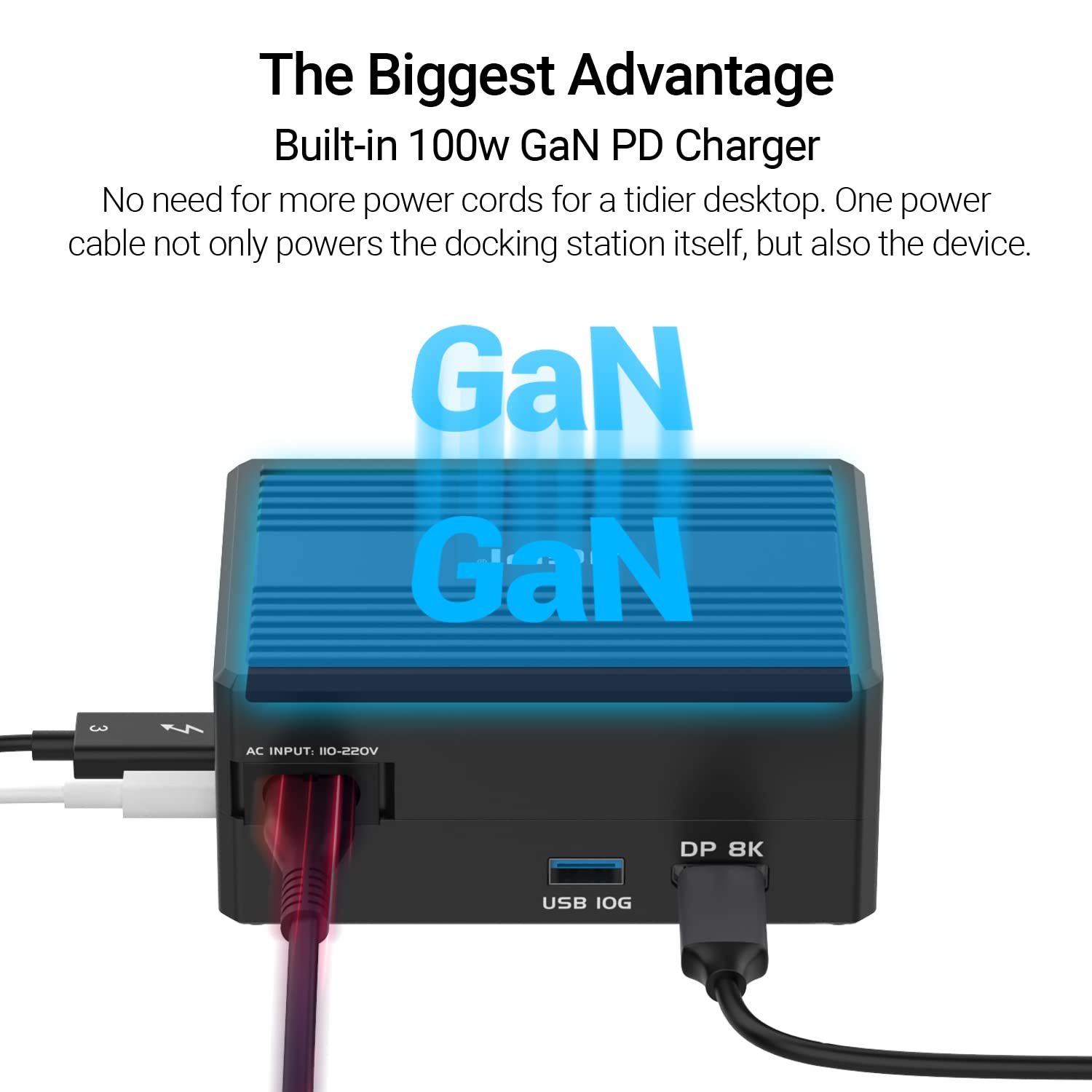 Gan Thunderbolt 3 Dock, Jeyi 8 In 1 Dual Thunderbolt 3 Docking Station With Nvme M.2 Expansion, 8K Dp,60W Pd, Usb A 10Gbps   Thu